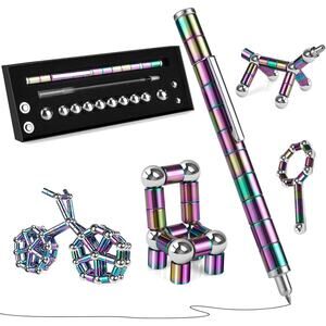 Fidget Pen Metallic Rainbow Alloy Sensory Gadget Pen Tool Gift Set